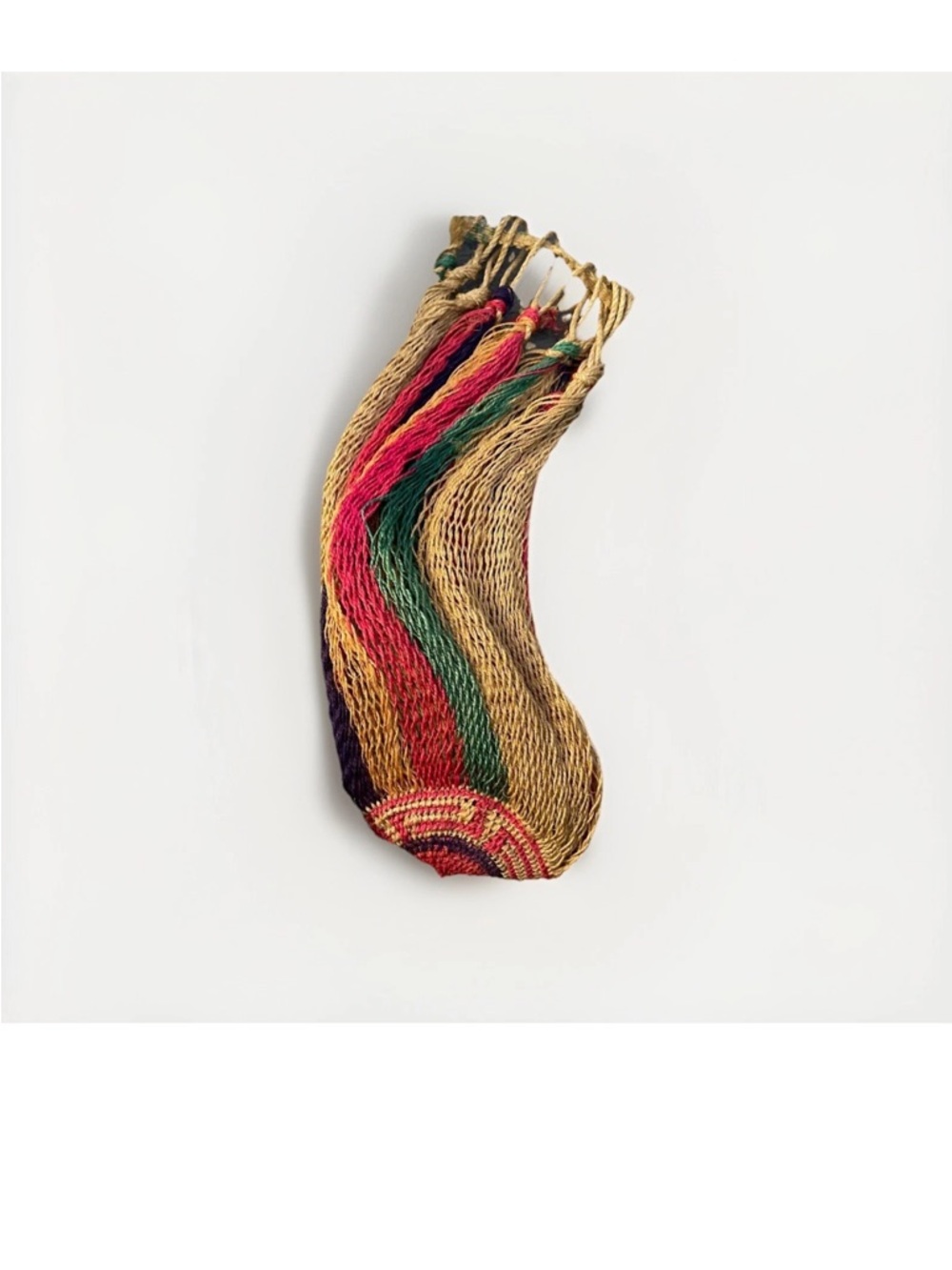 Handwoven Multicolor Straw Sling Bag - Natural, Red, Green
